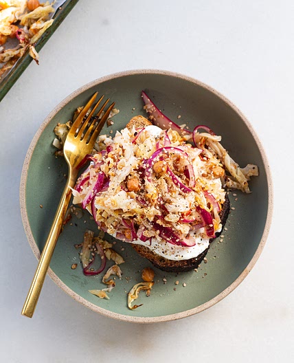 Roasted Cabbage Salad with Sesame Honey Red Onions