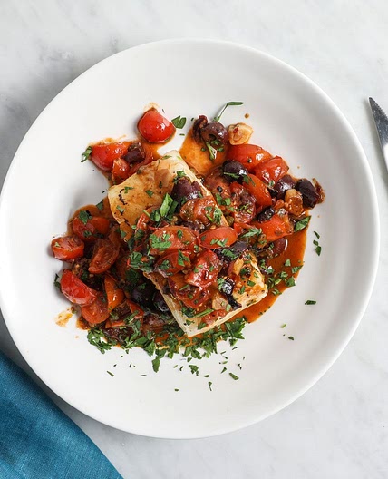 Sea Bass with Sicilian Cherry Tomato Sauce