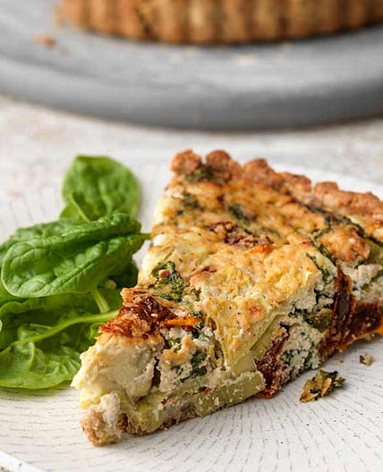 Vegan Sun-dried Tomato and Artichoke Quiche
