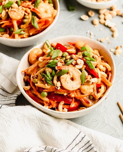 Thai Peanut Sauce Noodles with Shrimp