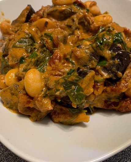 Roasted Aubergine & Butter Bean Stew