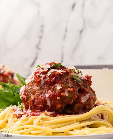 Homemade Jumbo Meatballs and Spaghetti