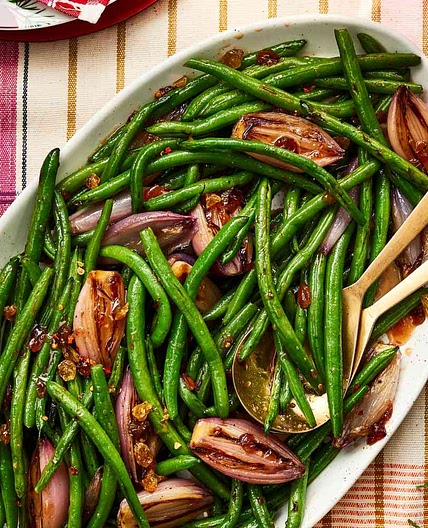 Roasted Green Beans With Spicy-Sweet Glazed Shallots
