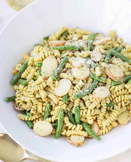 Pesto Pasta with Potatoes and Green Beans