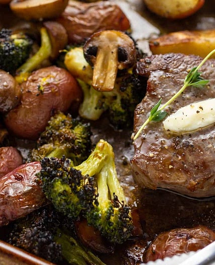 Sheet Pan Steak, Potatoes, and Veg Dinner Recipe