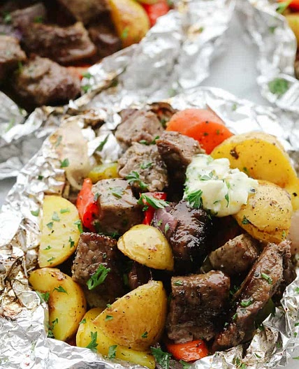 Butter Garlic Herb Steak Foil Packets