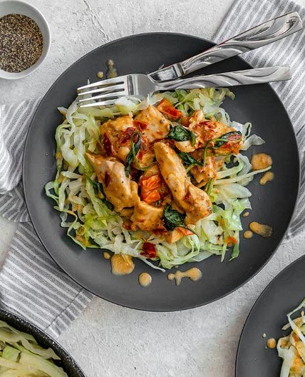 Keto Chicken Parmesan with Cabbage Pasta