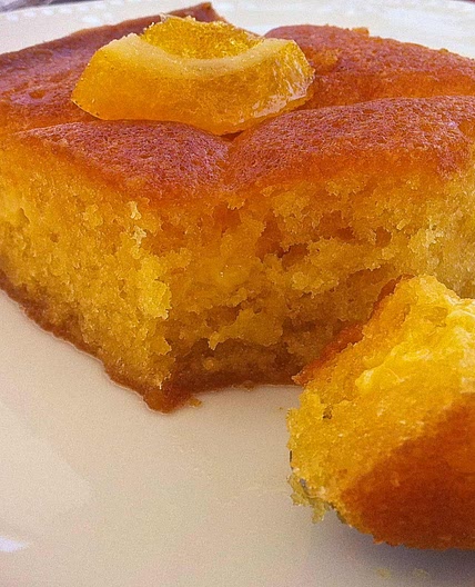 Traditional Greek Orange Cake with Syrup (Portokalopita)