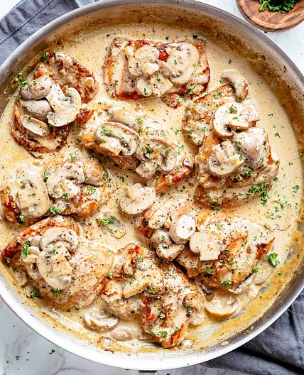 Creamy Garlic Mushroom Chicken Thighs