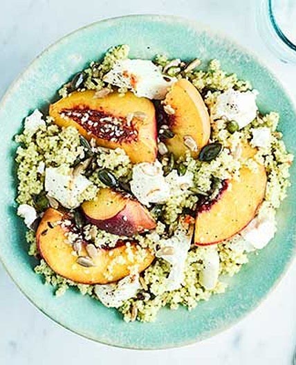 Feta & peach couscous