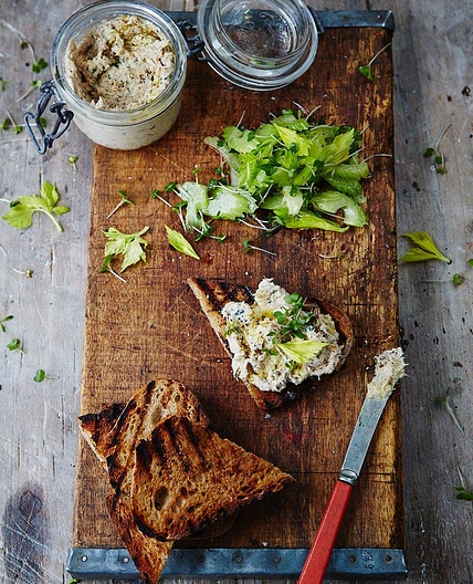 Smoked mackerel pate with griddled toast and cress salad