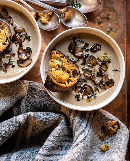 Cream of Mushroom Soup with Garlic Herb Breadcrumbs