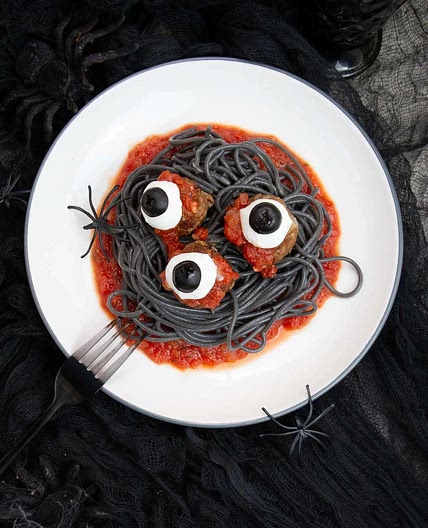 Eyeball Meatballs Halloween Pasta