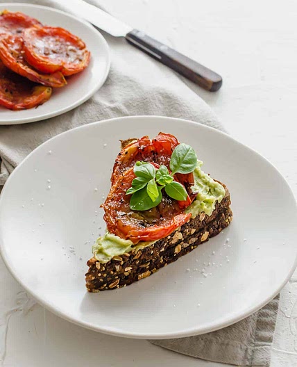 Vegan Avocado Toast with Roasted Tomatoes (High Protein!)