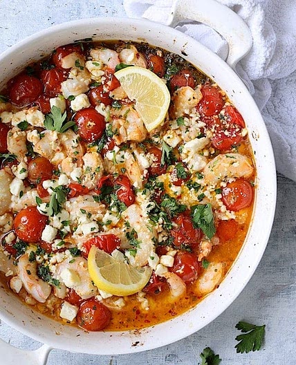 Baked Shrimp with Tomatoes and Feta Cheese