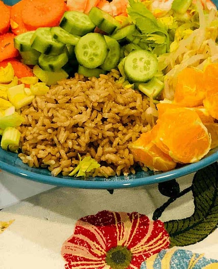 My Noom Green Meal (bean sprout shrimp citrus salad)