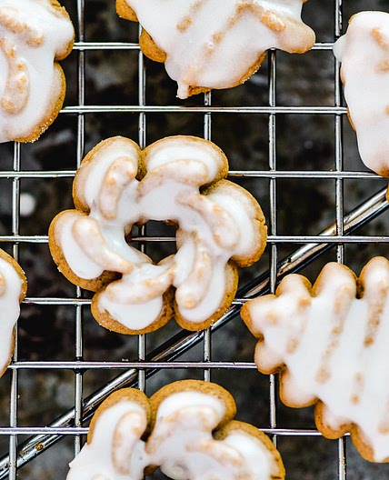 Glazed Gingerbread Spritz Cookies