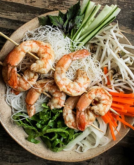 Vietnamese Grilled Shrimp Vermicelli Noodle Bowl