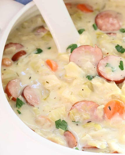 Creamy Cabbage and Kielbasa Soup