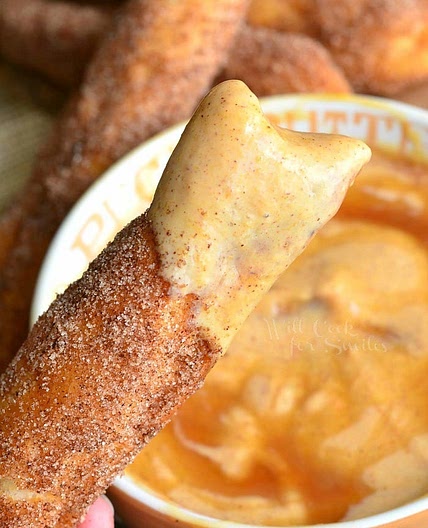 Pumpkin Yogurt Dip with Easy Sugar Doughnut Sticks