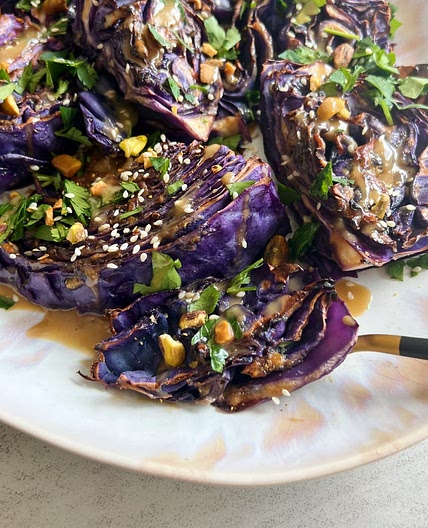 Roasted Cabbage with Maple Tahini