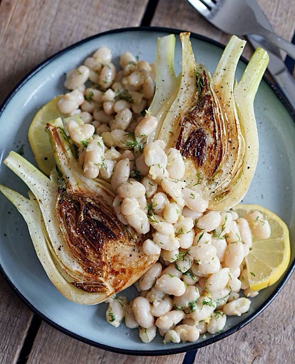 Fried Fennel with Lemon Garlic Beans