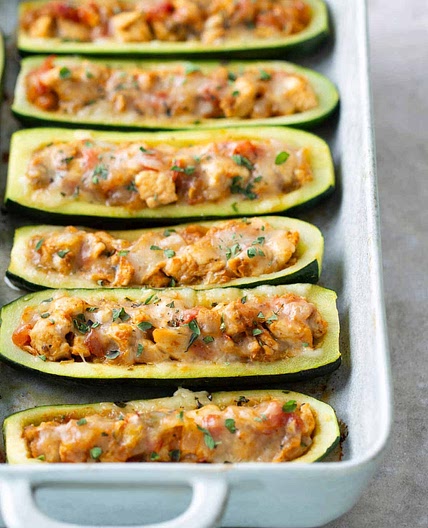 Chicken Taco Zucchini Boats