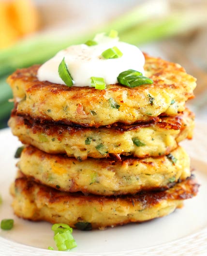 Cheesy Leftover Mashed Potato Pancakes