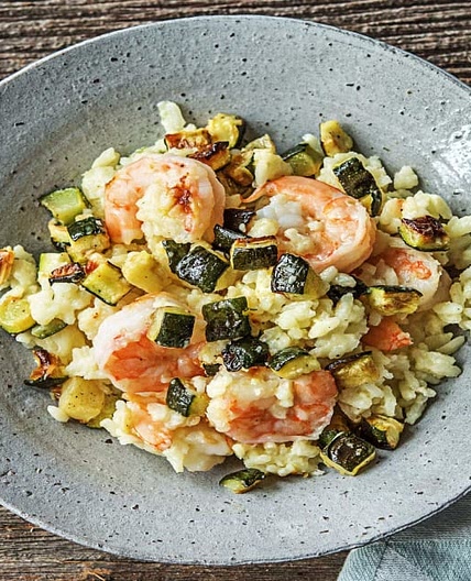 Lemony Shrimp Risotto with Roasted Zucchini