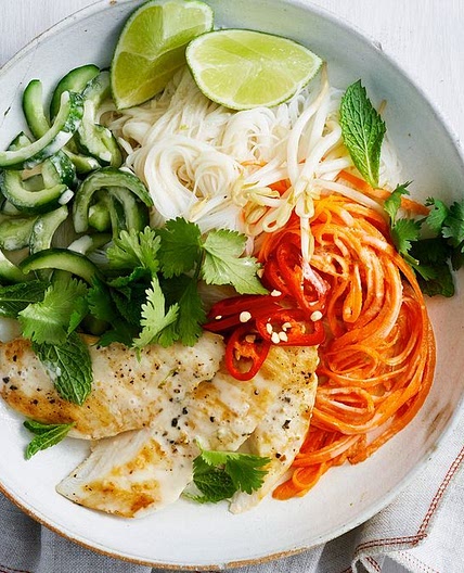 Coconut lime chicken noodle bowl recipe