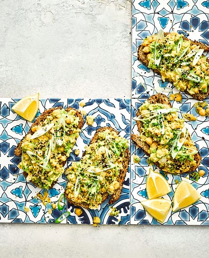 Miso chickpeas and avocado on toast