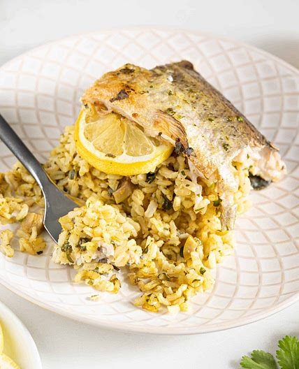 Oven-Baked Stuffed Trout with Chermoula Rice