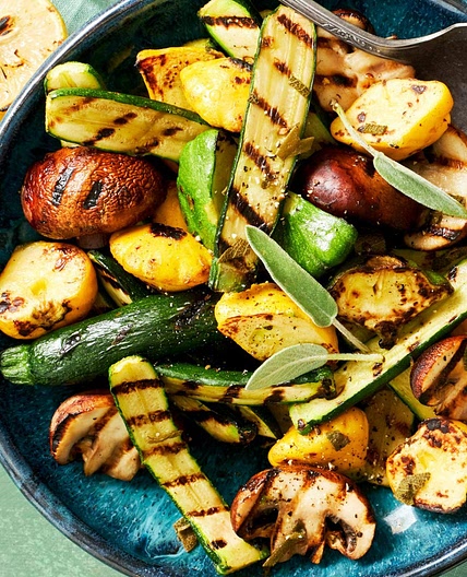 Grilled Squash and Mushrooms with Fresh Herbs