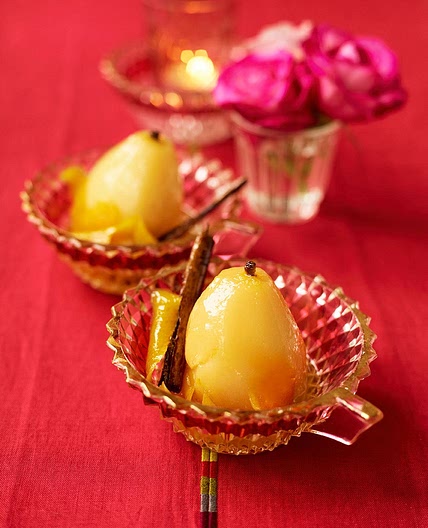 Citrus-poached pears