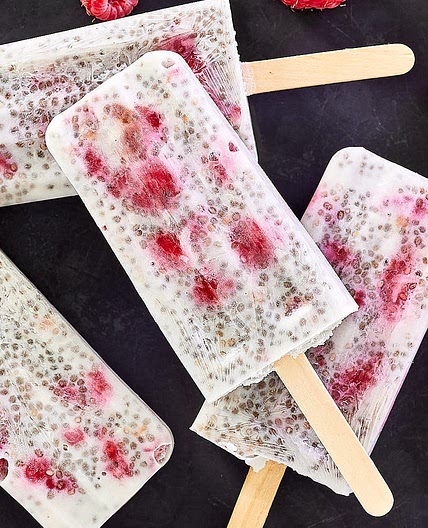 Raspberry Coconut Chia Pudding Popsicles