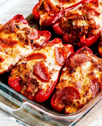 Sausage and Pepperoni Pizza-Stuffed Peppers