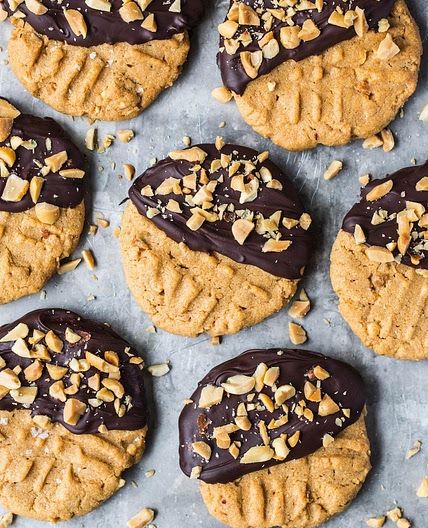 Chocolate Dipped Peanut Butter Cookies