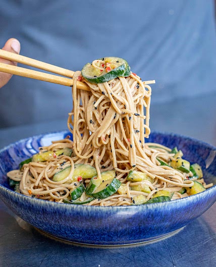 Tahini Noodles with Smacked Cucumbers