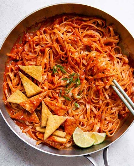 30-Minute Spicy Sambal Noodles with Pan-Fried Tofu