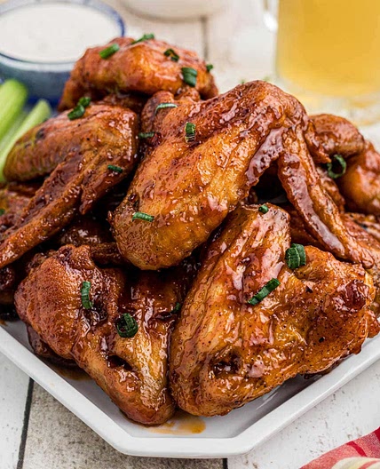 Spicy Oven Baked Wings with Honey Bourbon Glaze