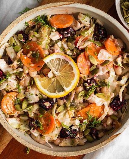 Crunchy Mediterranean Cabbage White Bean Salad