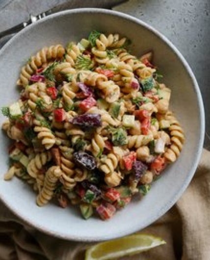 Dill Pasta Salad with a Tahini Dressing