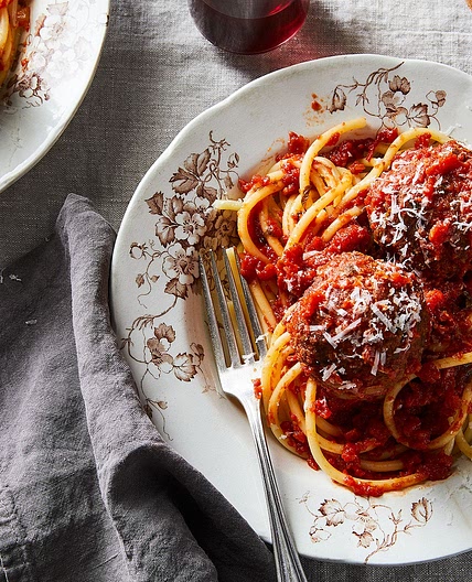 Domenica Marchetti's Eggplant & Porcini "Meatballs" in Tomato Sauce
