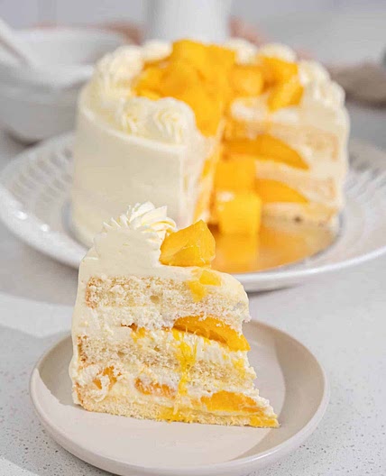 Soft Mango Cake with Fluffy Whipped Cream