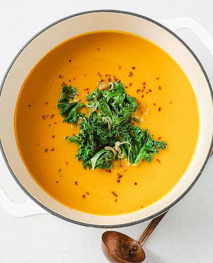 Kabocha squash soup recipe with turmeric ginger