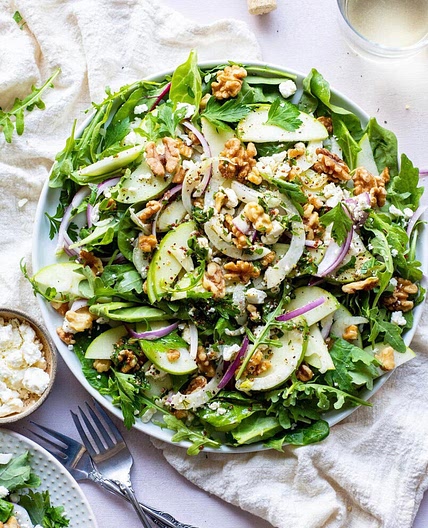 Apple Walnut Salad with an Herbed Lemony Dressing⠀