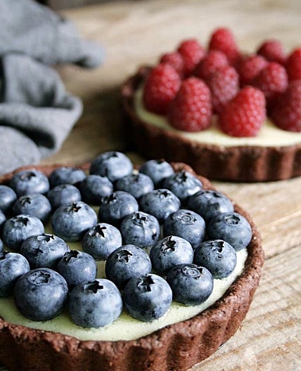 Chocolate Tartlets with Vanilla Pudding and Fresh Berries