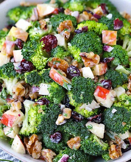 Broccoli Salad with Apples, Walnuts, and Cranberries