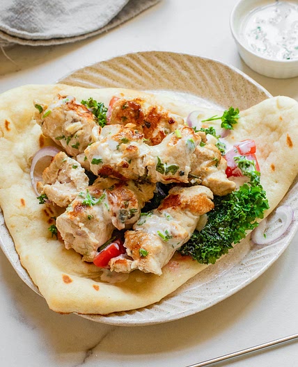 Chicken Souvlaki with Naan