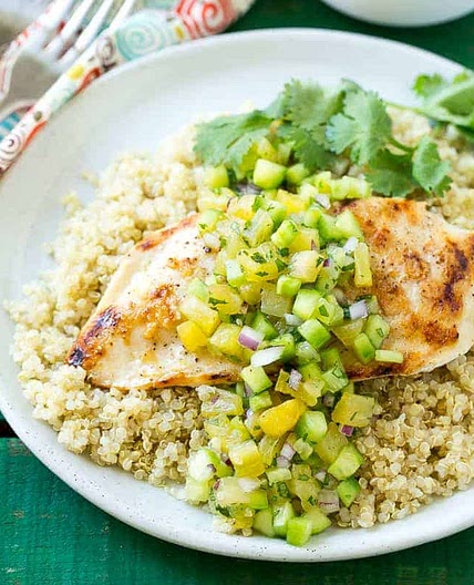 Grilled Chicken with Pineapple-Cucumber Salsa